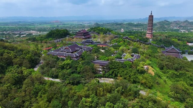 Aerial view of Bai Dinh Temple near Ninh Binh, Vietnam.