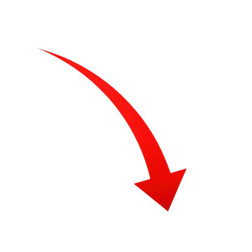 Vibrant red downward arrow symbol illustrating decrease direction and trend
