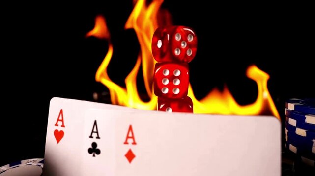 Burning Casino Aces and Red Dice for High Stakes Gambling