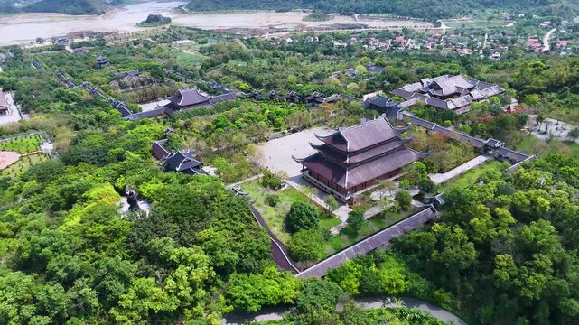 Aerial view of Bai Dinh Temple near Ninh Binh, Vietnam.