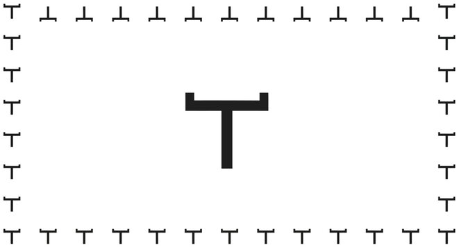 Bold Black Letter T Symbol with Border.