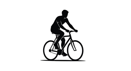 Obraz premium A silhouetted depiction of a cyclist riding a bicycle against a stark white background high quality