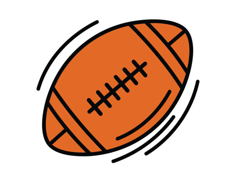 American football ball in motion with dynamic arcs