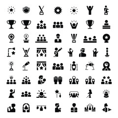 Obraz premium Set of 64 Black Achievement and Success Vector Icons