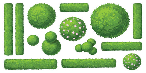 Top view landscape trees and hedges set for architectural site plans © GraphixEra