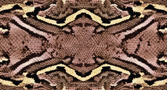 Seamless Macro Gaboon Viper Skin Pattern with Geometric Camouflage Mosaic in Earth Tone Abstract Texture
