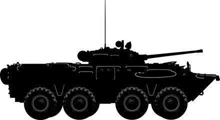 Fototapeta premium Eight-wheeled armored transport vehicle silhouette side view
