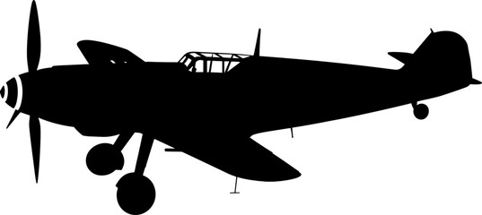 Obraz premium German messerschmitt fighter plane silhouette with landing gear down