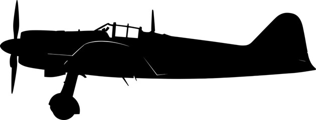 Obraz premium Historical hawker hurricane fighter plane silhouette with propeller detail
