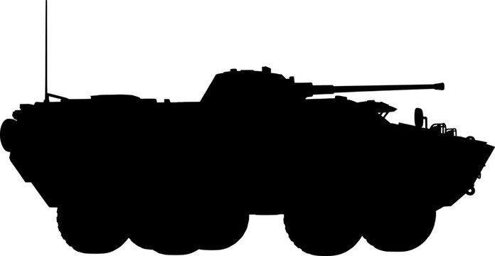 Eight wheeled armored personnel carrier silhouette for infantry transport