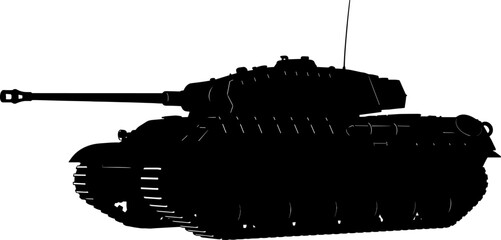Obraz premium Main battle tank silhouette displays long barrel cannon