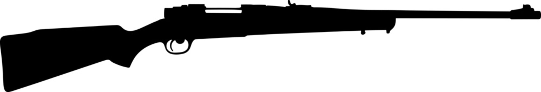 Precision bolt action rifle silhouette equipped with telescopic sight