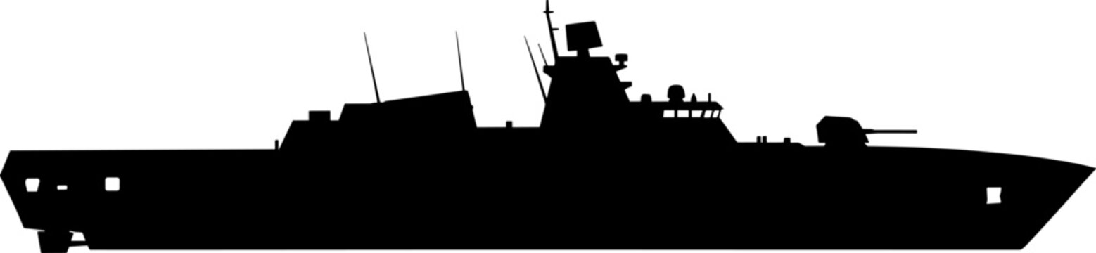 Stealth littoral combat ship silhouette for coastal defense missions