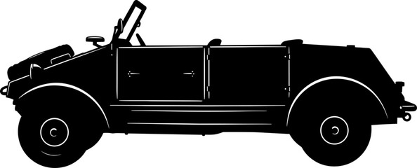 Obraz premium Vintage military staff car silhouette with open-top design