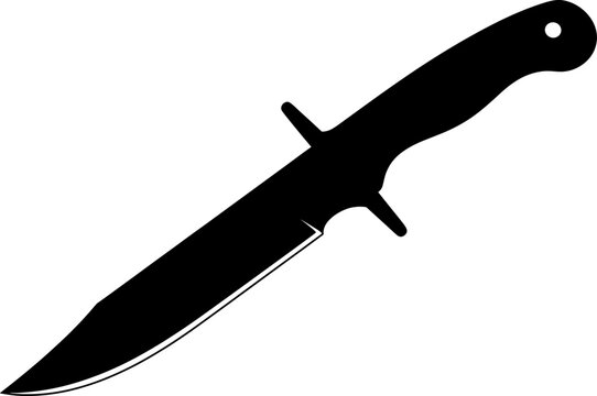 Tactical combat knife silhouette with ergonomic grip and crossguard
