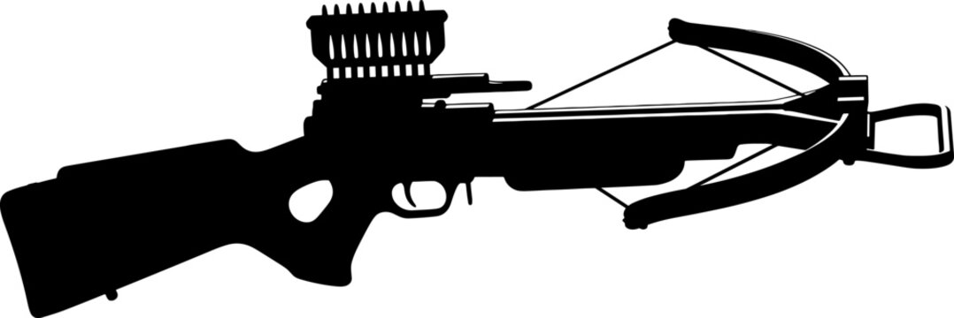 Tactical repeating crossbow silhouette with top loading magazine