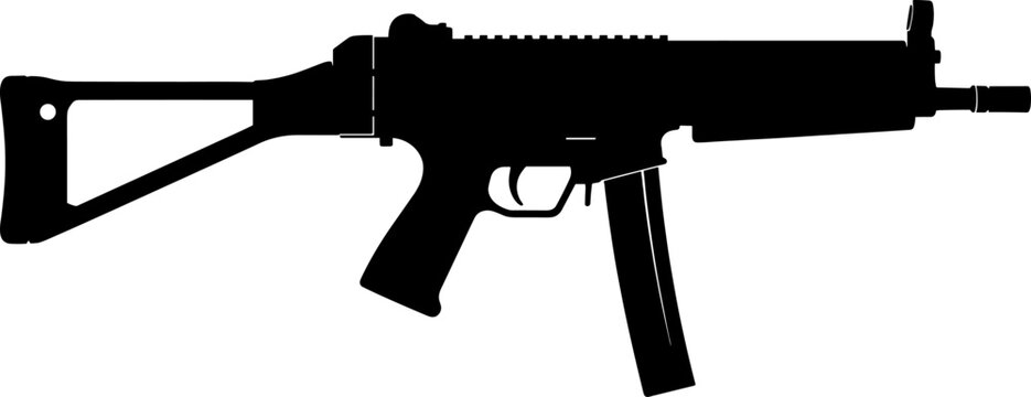 Tactical submachine gun silhouette for modern warfare concepts