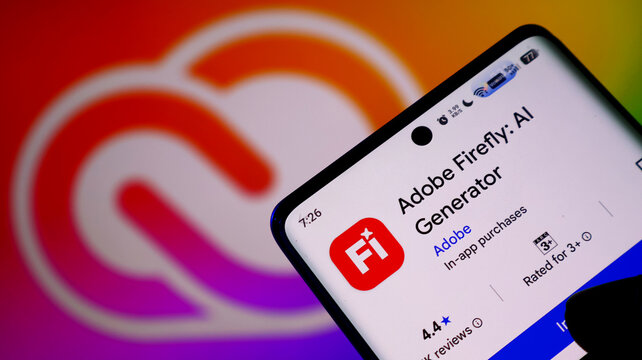 Smartphone screen showing the adobe firefly ai generator app store page