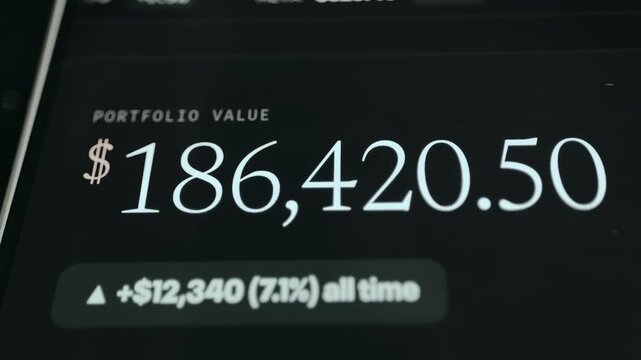 Financial portfolio summary, Portfolio Value and Total Gain