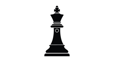 A stark black silhouette of a chess king stands prominently against a pure white background © Pvect02