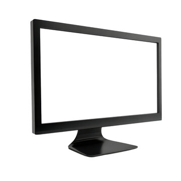 Angled desktop monitor screen isolated modern display mockup