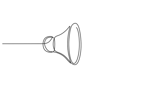continuous one line drawing Megaphone, sound wave, line art, minimalist illustration, communication symbol video