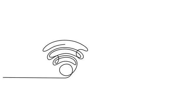 Continuous line drawing wifi signal tornado, minimalist black line art, modern technology symbol, abstract vector icon video