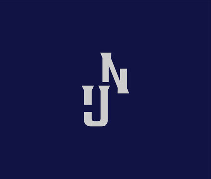 Letter l and letter J on grey background with dark blue room pixels
