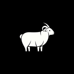 Fototapeta premium A white goat illustration on a black background with a simple design
