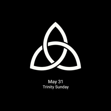 A white Celtic knot symbol on a black background representing Trinity Sunday on May 31