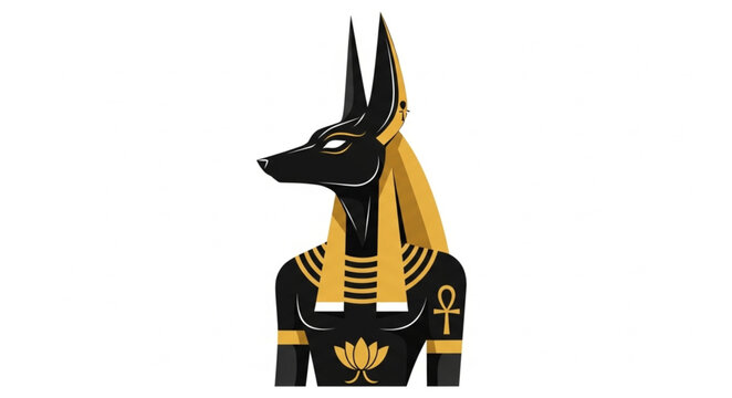 Ancient Egyptian god Anubis with jackal head and ornate headdress 2.