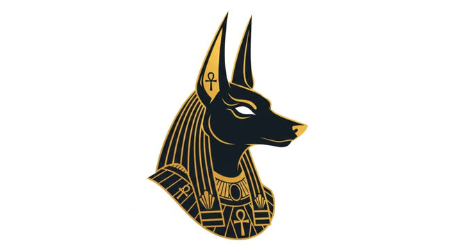 Anubis Egyptian God Head Profile Illustration.