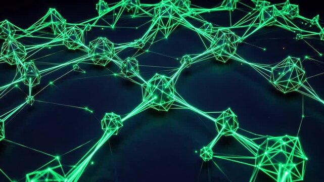 Abstract network of glowing geometric nodes for culinary showcases and restaurant branding