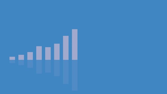 Animated Bar Chart on Blue Background with negative space on the right for text	