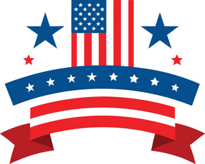 Obraz premium Fourth of July bold graphic text Patriotic modern holiday design Independence day stylish artwork USA celebration typography design American pride festive lettering
