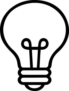 Incandescent light bulb icon symbol of creative thinking innovation and bright ideas with electrical filament and base isolated on transparent background vector.