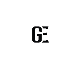 Obraz premium Black lettering of GE in bold font on white background