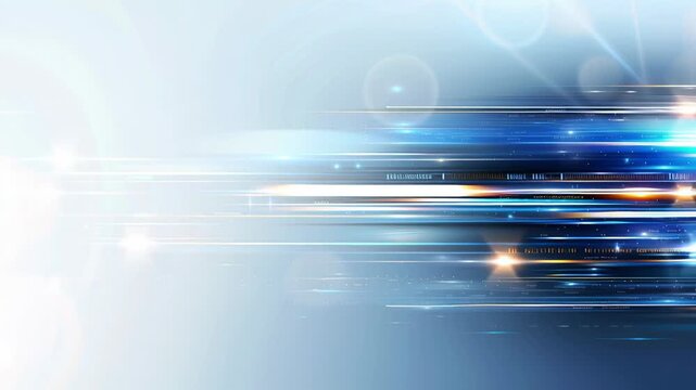 Fast Horizontal Streaks Sweep Across Frame Ultrafast Lines Of Blue And Gold Blur Into Velocity Bands, Lens Flare And Ripple Glow, Network Operator Managing High Throughput