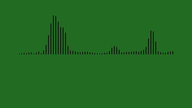 Audio waves rhythm isolated on green background. audio wave or frequency digital animation, simple sound waves, Audio visualiser, Music equaliser. 4k vedio