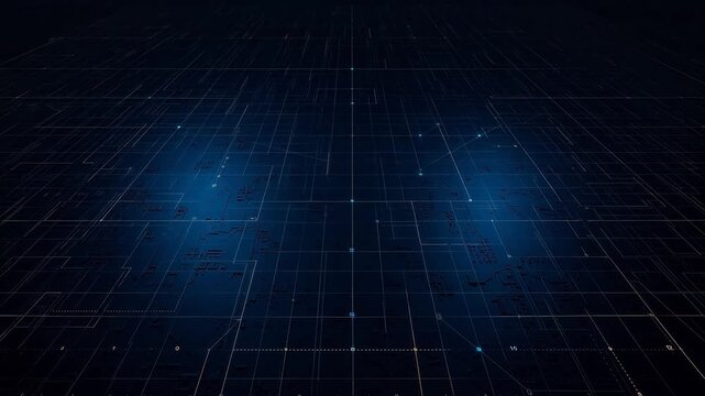Blue glowing circle on digital grid symbolizing peace, mindfulness, and relaxation