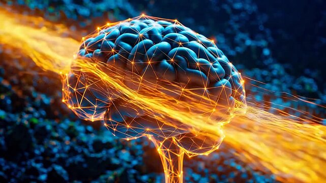 Digital brain with glowing network for engaging brand promotion and marketing