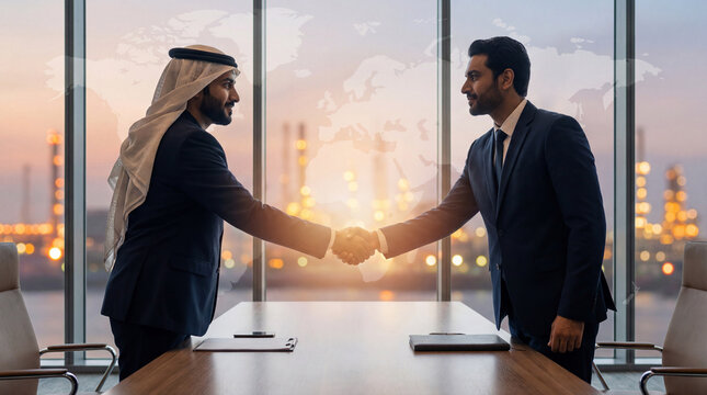 Global peace partnership concept after ceasefire in Middle East region