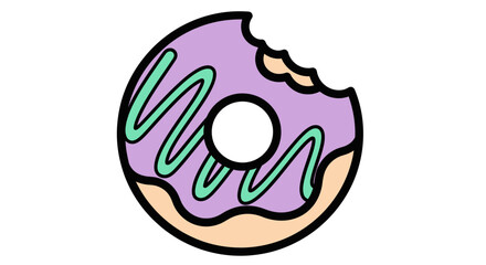 Obraz premium A Delightful Illustrated Purple Glazed Donut With a Single Bite Taken Out