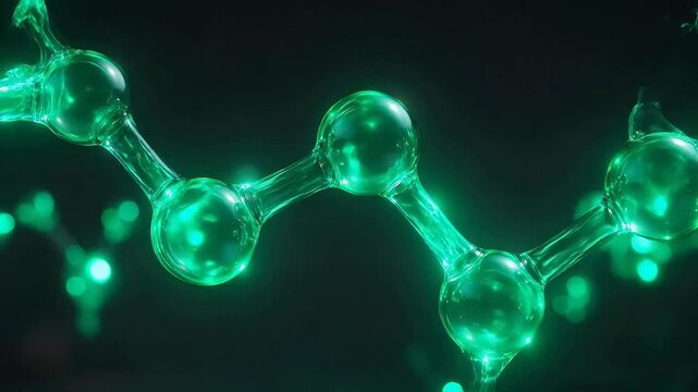 Green glowing molecular structure symbolizing creativity, art, and imagination