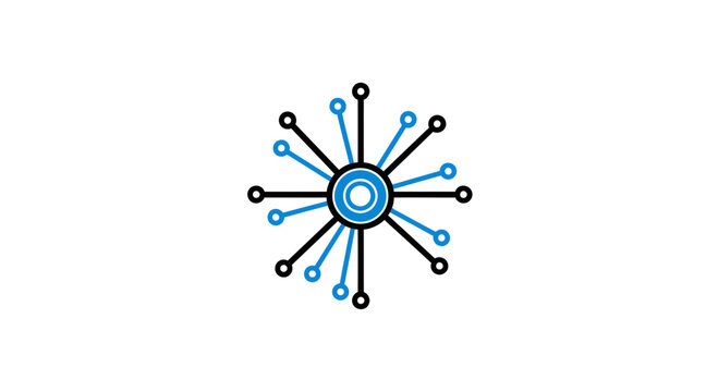 Abstract Digital Network Icon Depicting Data Flow and Connected Systems Architecture Visualization