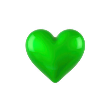 A bright green heart on a black background