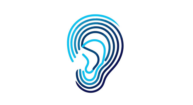 Abstract Ear Design Representing Sound, Hearing, Technology, and Sensory Perception