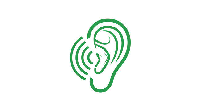 Abstract Ear Design Representing Sound, Hearing, and Communication in Green