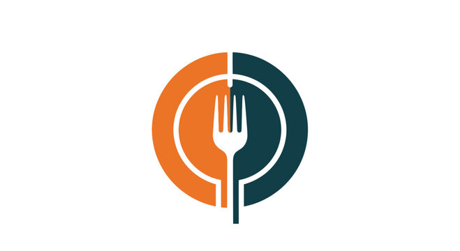 Abstract Fork Symbol Inside A Circular Design Emblematic Of Food And Dining Practices
