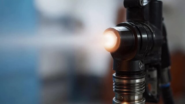 Closeup of a spray nozzle emitting liquid perfect for social media campaigns and vlogs